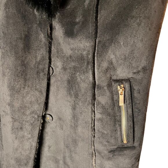 Dennis by Dennis Basso black faux suede and fur vest S - Picture 4 of 16